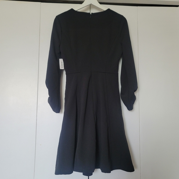 NWT Lark & Ro Solid Black Midi Dress Size 6 - Picture 8 of 11
